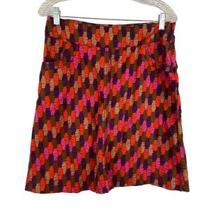 Apsara 100% Cotton Size L Mini Skirt Boho Hippie Artsy Summer Print Red Purple